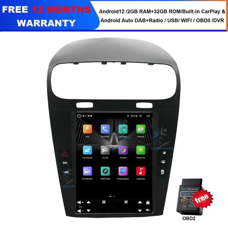 9.7" Android 12 Autoradio Navigation GPS DAB BT Wifi For Fiat Freemont 2012-2020