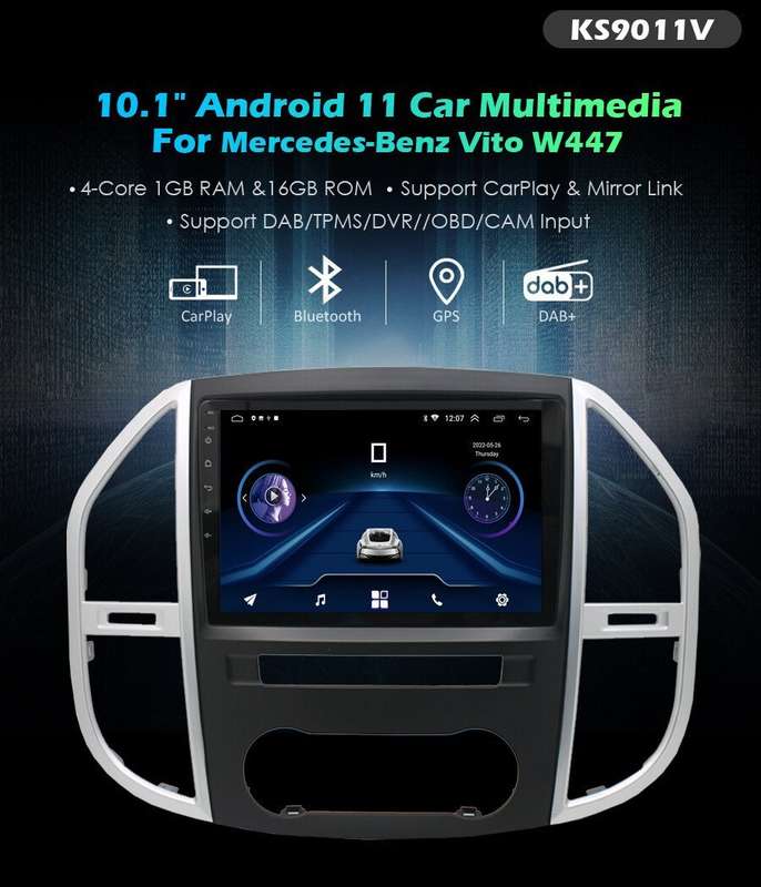 For Mercedes Vito W447 Touch Screen Head Unit GPS Android 11 Car Radio Wifi+DVR