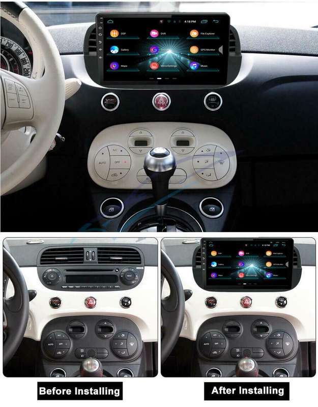 9" 32GB Android 10 Car Stereo GPS Navi DAB Radio for Fiat 500 2008-2015 +CarPlay