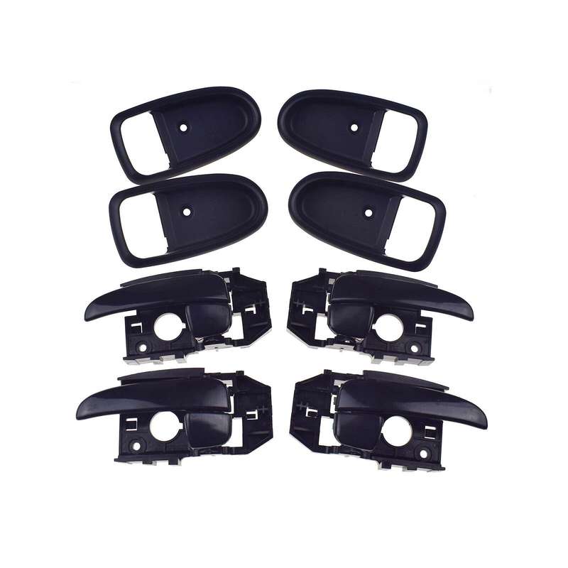 Set of 4 Interior Door Handles &amp; Bezel Trim Black For Hyundai Elantra 2001-2006
