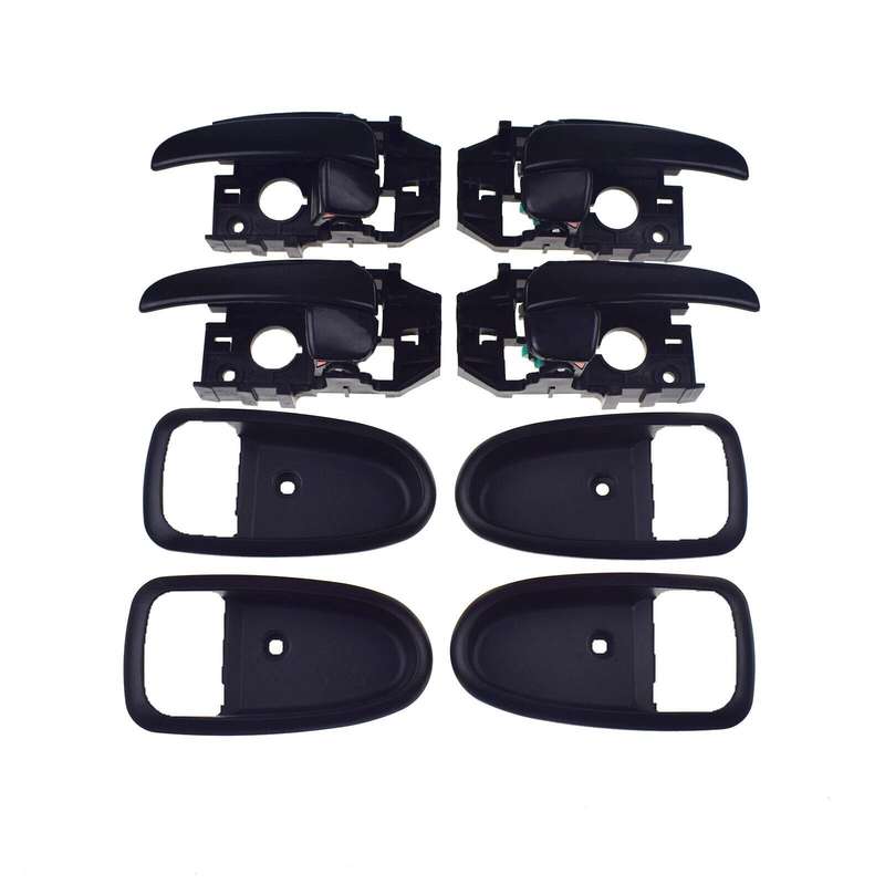Set of 4 Interior Door Handles &amp; Bezel Trim Black For Hyundai Elantra 2001-2006