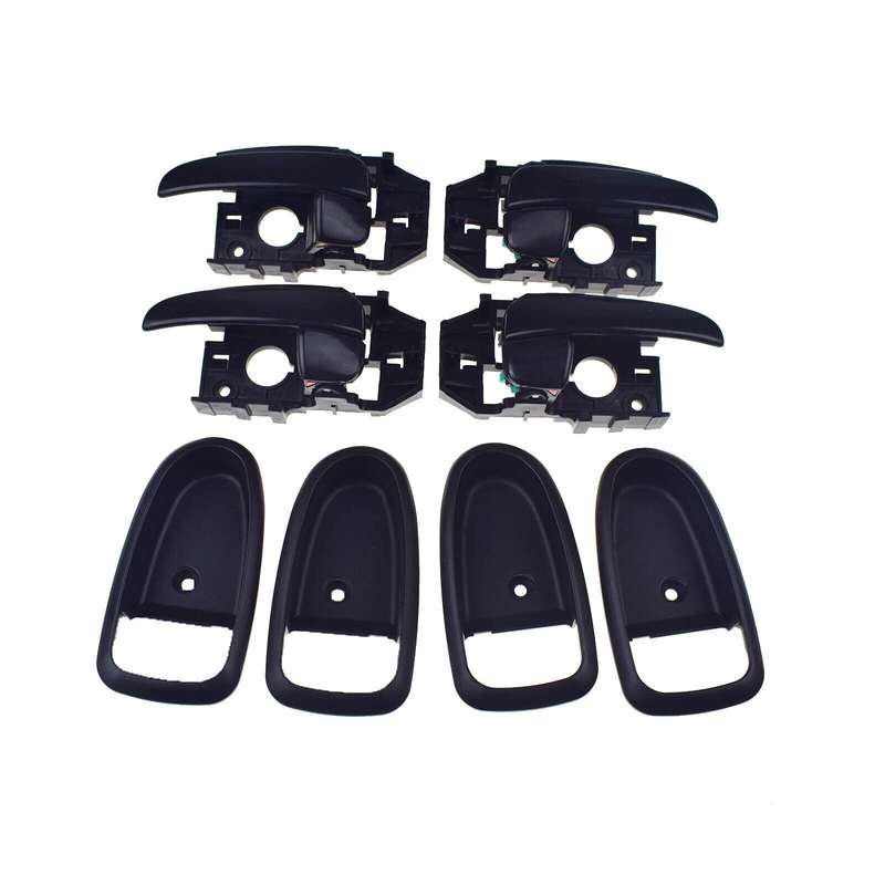 Set of 4 Interior Door Handles &amp; Bezel Trim Black For Hyundai Elantra 2001-2006