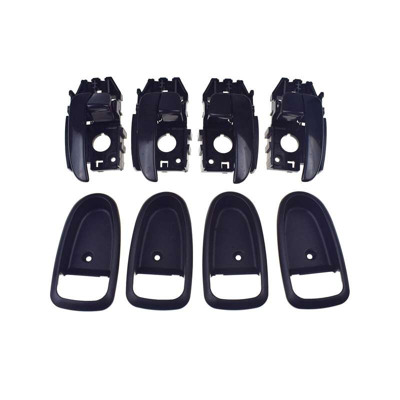 Set of 4 Interior Door Handles &amp; Bezel Trim Black For Hyundai Elantra 2001-2006