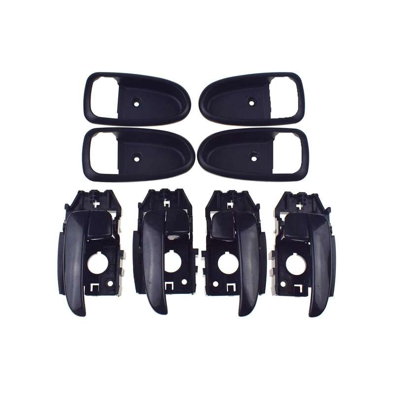 Set of 4 Interior Door Handles &amp; Bezel Trim Black For Hyundai Elantra 2001-2006