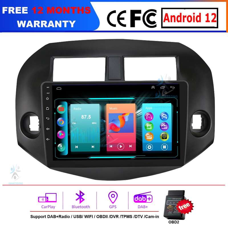 10.1" For TOYOTA RAV4 2006-2012 Android 12 Car GPS Stereo Radio Player SAT NAVI