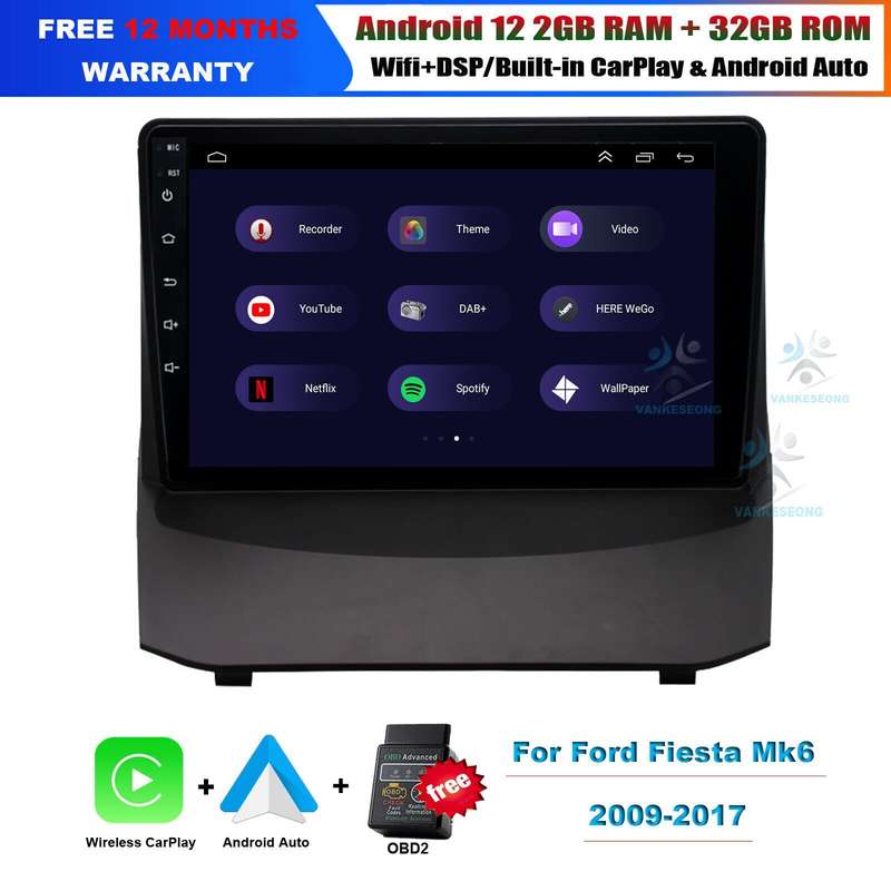 9" 2+32GB Android Head Unit DAB Radio navi GPS Stereo For Ford Fiesta 2009-2014