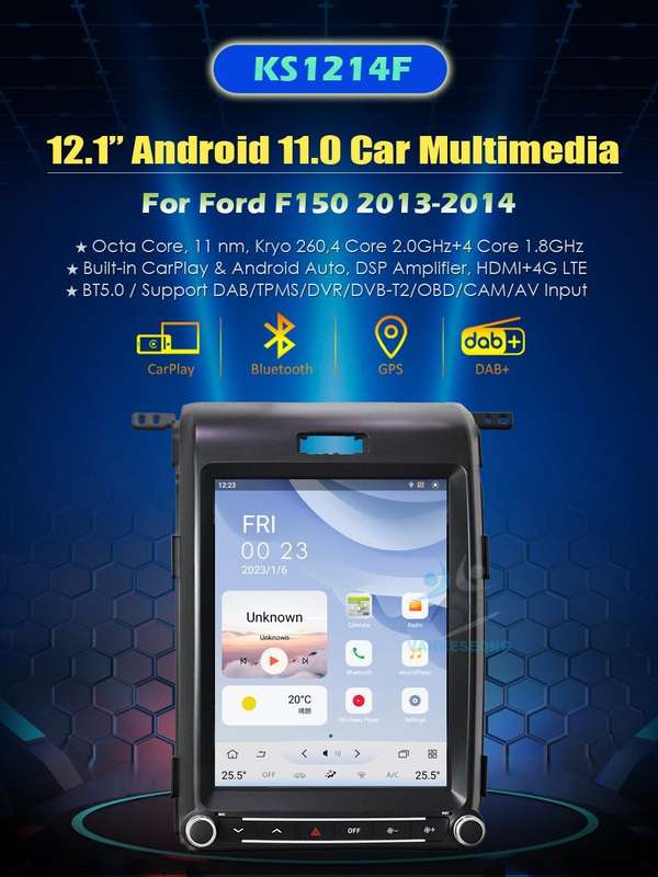 12.1"Android11 Car Stereo GPS HeadUnit CarPlay For Ford F150 2013-2014 DAB+Radio