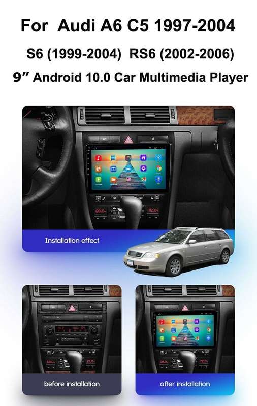 9"Android Touch Screen Car Stereo DAB Radio GPS Navigation For Audi A6 C5 S6 RS6
