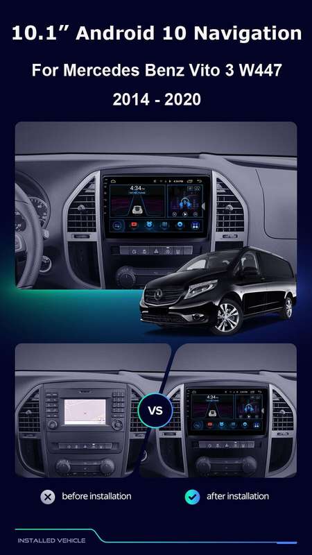 For Mercedes Vito 3 W447 Touch Screen Car Radio Head Unit CarPlay Android Stereo