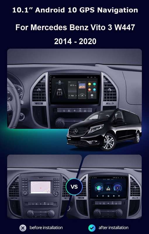 DVR+32GB 10.1" Android 11 Car Stereo DAB+ Radio GPS For Mercedes Benz Vito W447