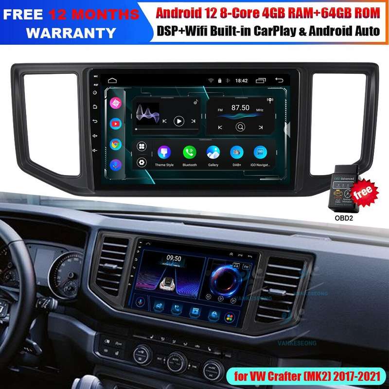 For VW Crafter MK2 MAN TGE DAB+ Autoradio CarPlay GPS Navi BT Android Auto 64GB