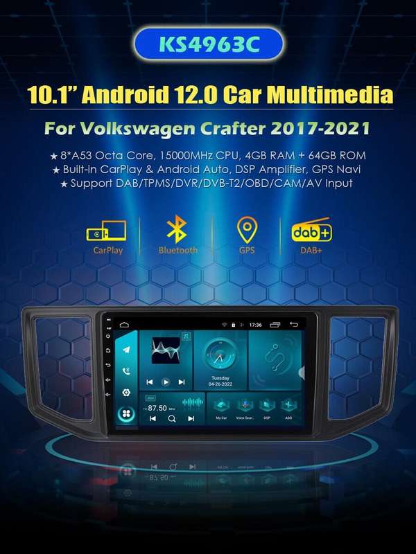 For VW Crafter MK2 MAN TGE DAB+ Autoradio CarPlay GPS Navi BT Android Auto 64GB