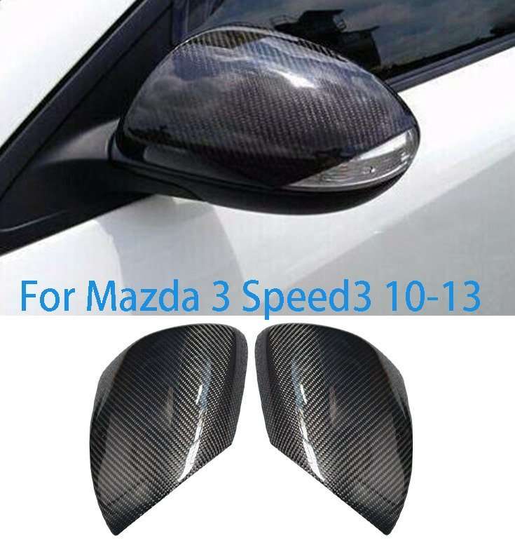 Left+Right Side Wing Door Rearview Mirror Cover Cap Fit For Mazda 3 Speed3 10-13
