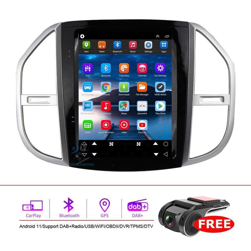 HeadUnit Touch Screen Android 11 GPS Navigation Car Radio For Mercedes Vito W447