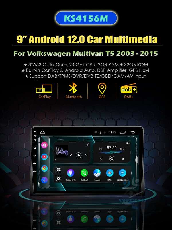 For VW T5 Multivan Autoradio Navigation GPS Bluetooth Android Auto CarPlay DAB+