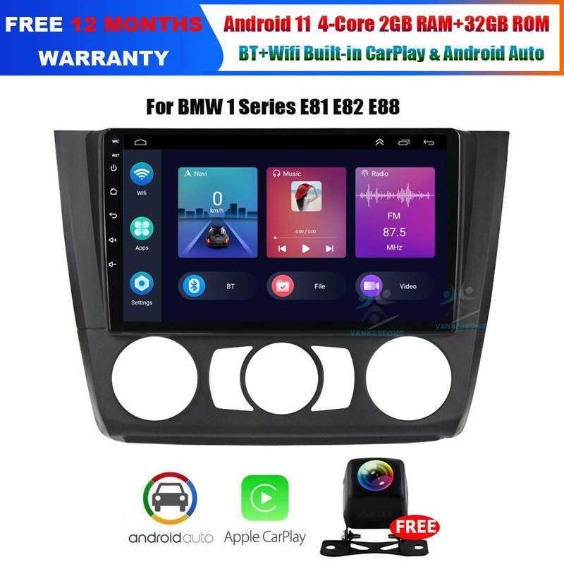 9"Android 11 GPS SatNav For BMW 1 Series E81 E82 E88 Car Stereo CarPlay HeadUnit