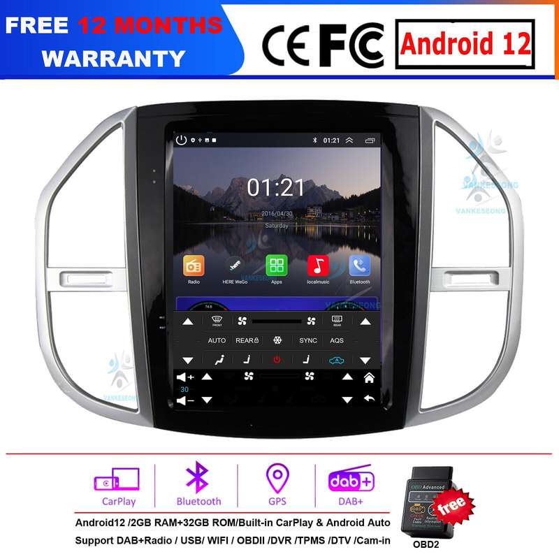 For Mercedes Vito W447 2014-2020 Autoradio Android Auto CarPlay GPS BT Sat Navi
