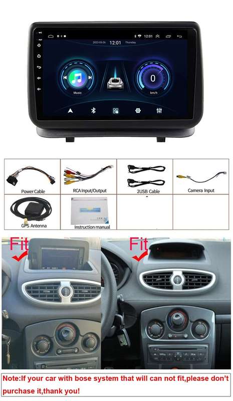 Car Radio For Renault Clio 3 2005-2014 Android 12 9"GPS SatNav DAB+WIFi HeadUnit