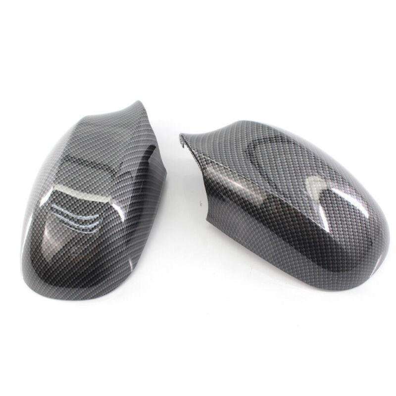 Pair For BMW 3 Series E90 09-11 Side Rearview Mirror Housing Carbon Fiber Style