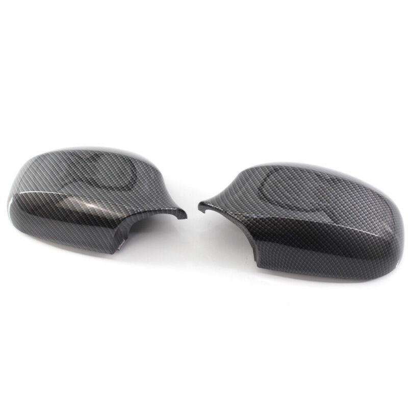 Pair For BMW 3 Series E90 09-11 Side Rearview Mirror Housing Carbon Fiber Style