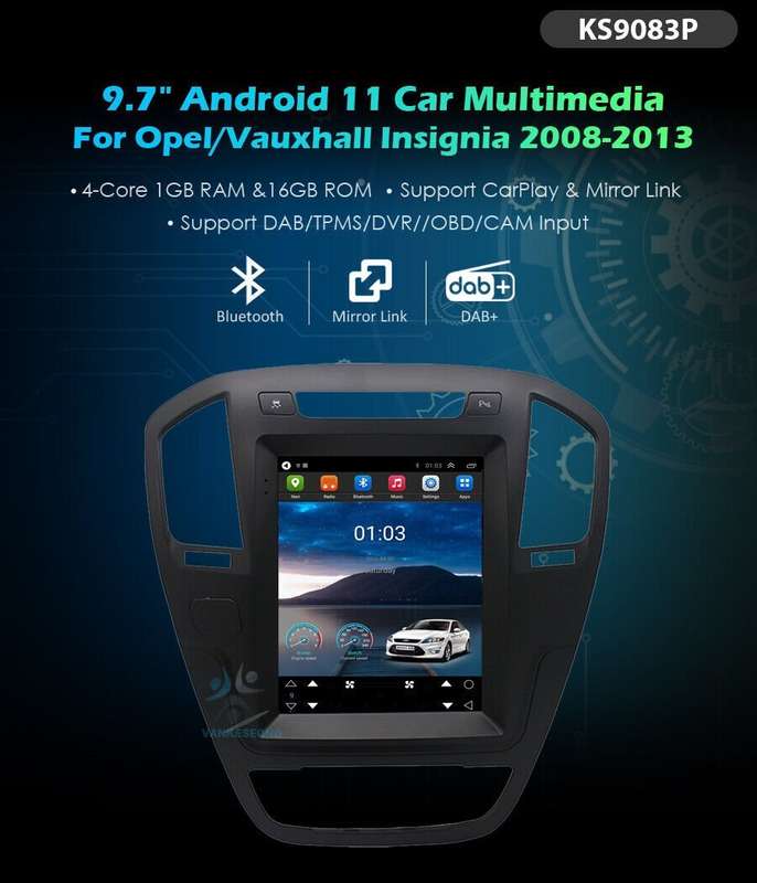 For Vauxhall Insignia 9.7"Android 11 Touch Screen Head Unit BT Radio GPS Sat Nav