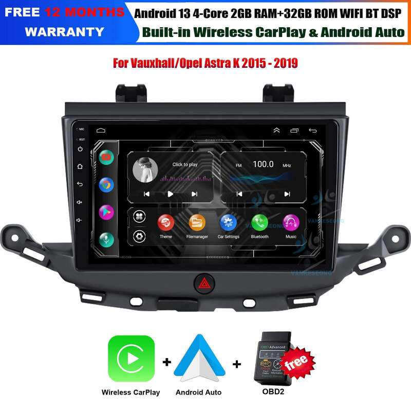 9" Adndroid 13 CarPlay Autoradio GPS Navigation dab+ For Opel Astra K 2015-2019