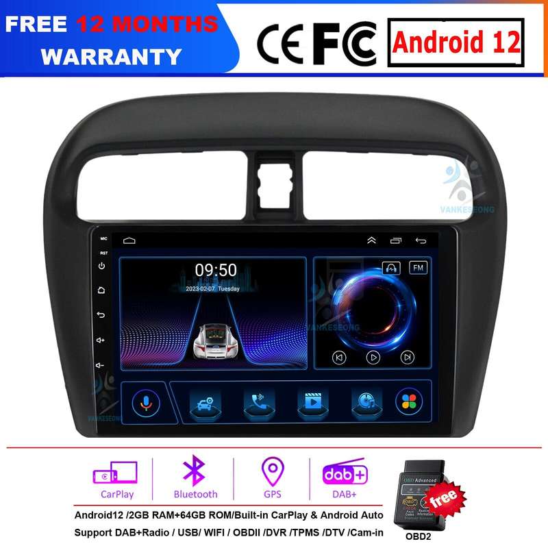 For Mitsubishi Mirage 6 2012-2018 Autoradio Multimedia Video GPS CarPlay BT DAB+