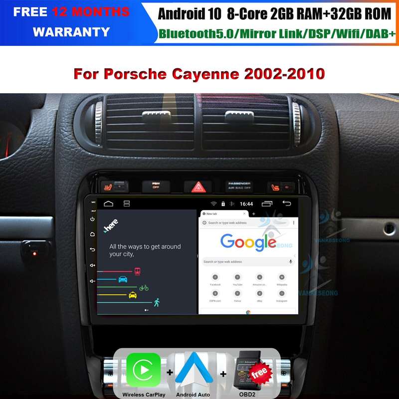 CarPlay Android Auto Radio For Porsche Cayenne 2002-2010 BT Car Stereo GPS Video