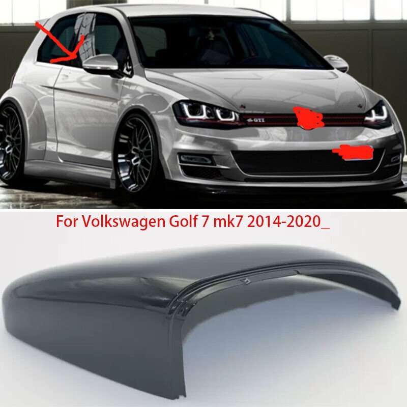 Black Right For Volkswagen Golf 7 mk7 14-2020 Side Door Mirror Cover Replace