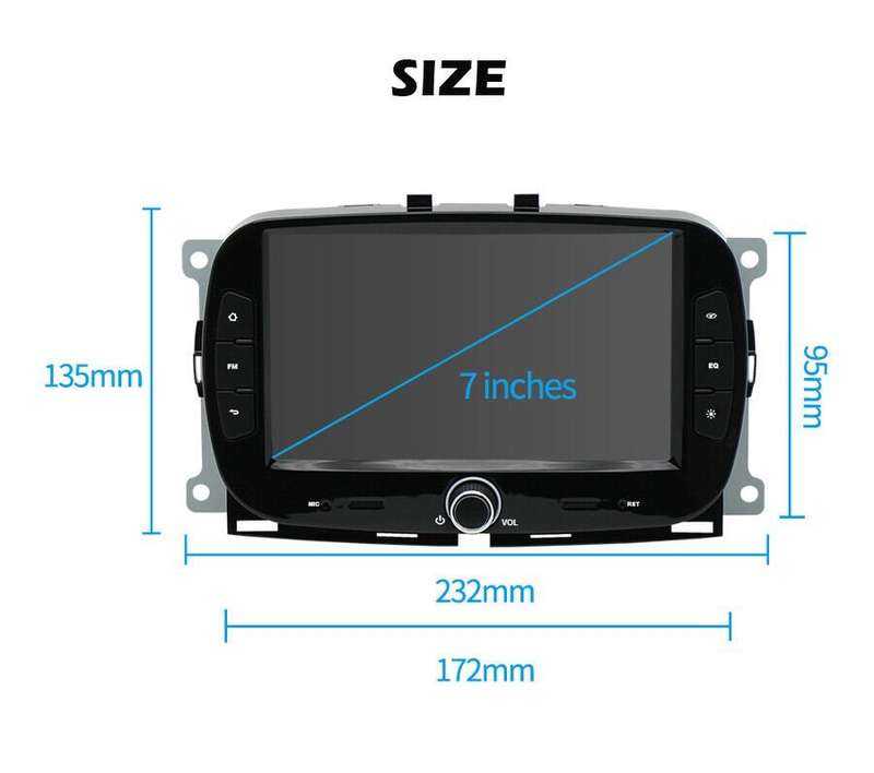 For Fiat 500 2016-2019 Android Head Unit Bluetooth DAB Car Radio Navigation +DVR