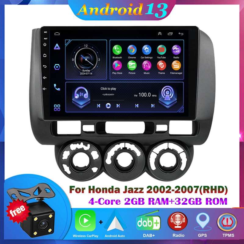 For Honda Jazz 2002-2007 DAB+ Car Stereo GPS Sat Navi Android Auto CarPlay Radio