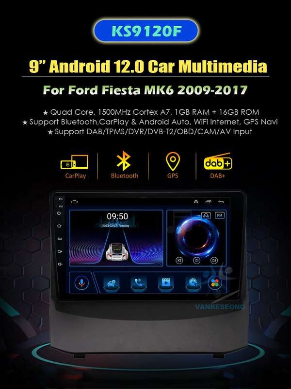 Car Radio Stereo For Ford Fiesta Mk6 2009-2017 GPS Head Unit DSP WIFI Sat Navi