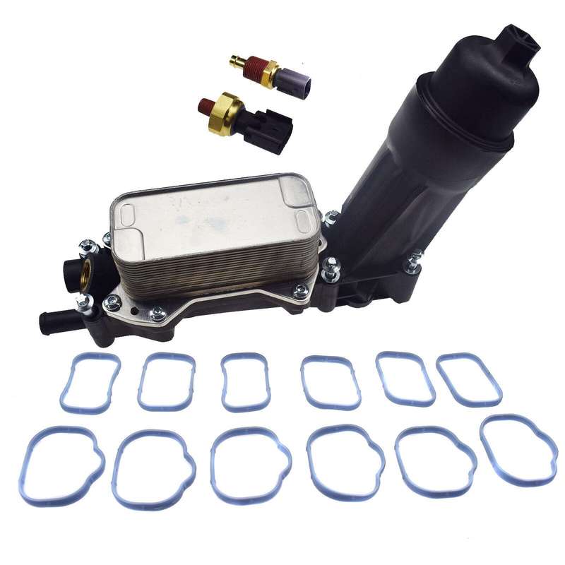 Oil Cooler Filter Housing Adapter w/Sensors &amp; Seals For Dodge Ram Jeep Wrangler