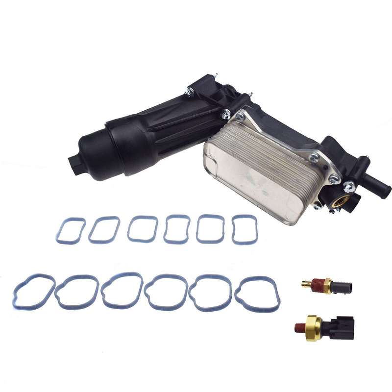 Oil Cooler Filter Housing Adapter w/Sensors &amp; Seals For Dodge Ram Jeep Wrangler