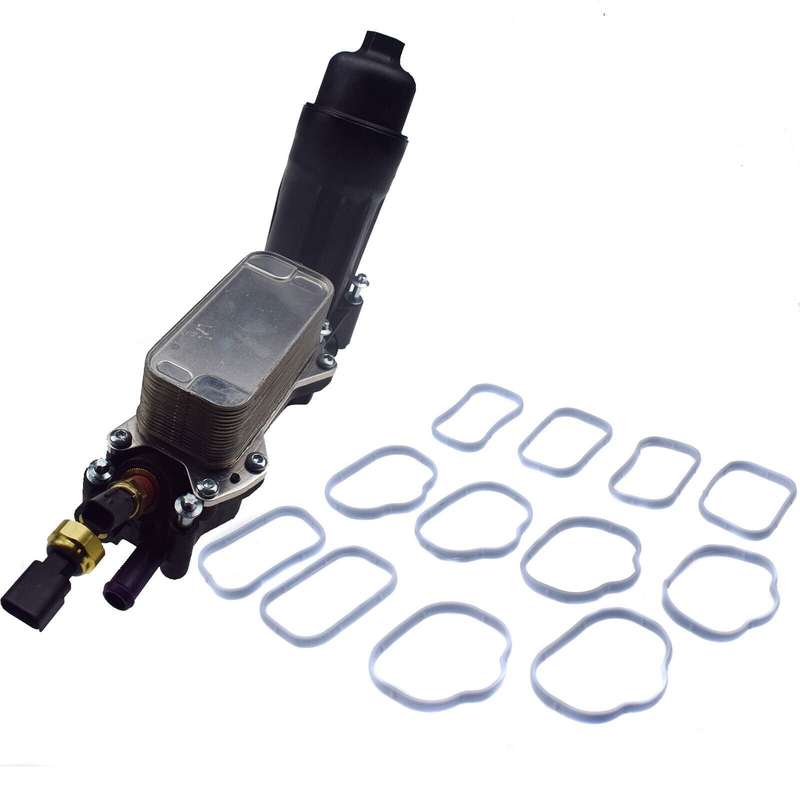 Oil Cooler Filter Housing Adapter w/Sensors &amp; Seals For Dodge Ram Jeep Wrangler