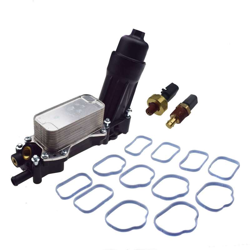 Oil Cooler Filter Housing Adapter w/Sensors &amp; Seals For Dodge Ram Jeep Wrangler