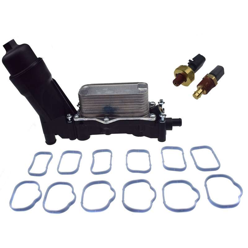 Oil Cooler Filter Housing Adapter w/Sensors &amp; Seals For Dodge Ram Jeep Wrangler