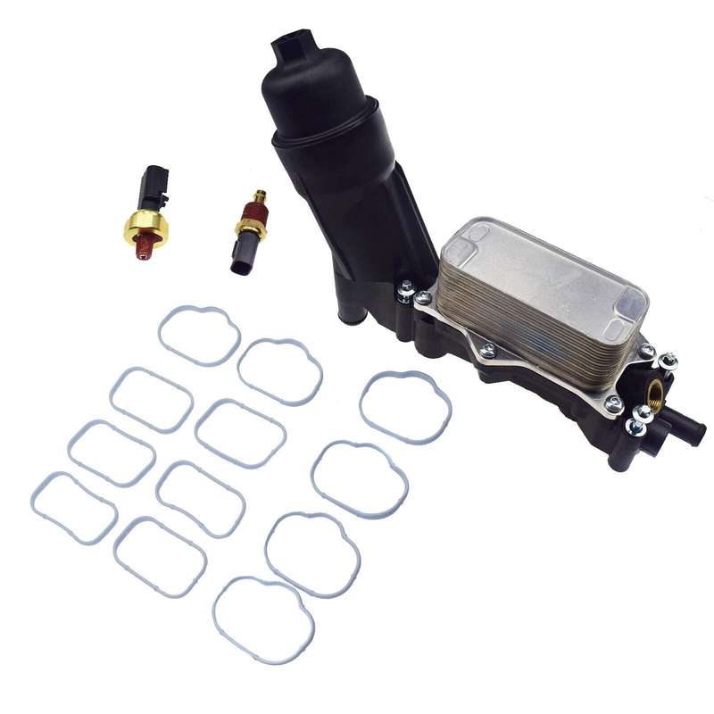 Oil Cooler Filter Housing Adapter w/Sensors &amp; Seals For Dodge Ram Jeep Wrangler
