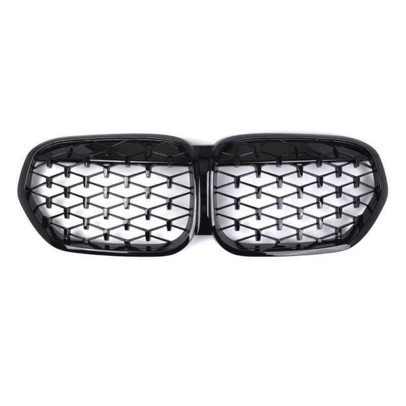 For BMW X1 F48 F49 LCI 2020-2023 Front Kidney Center Diamond Metor Grille Black