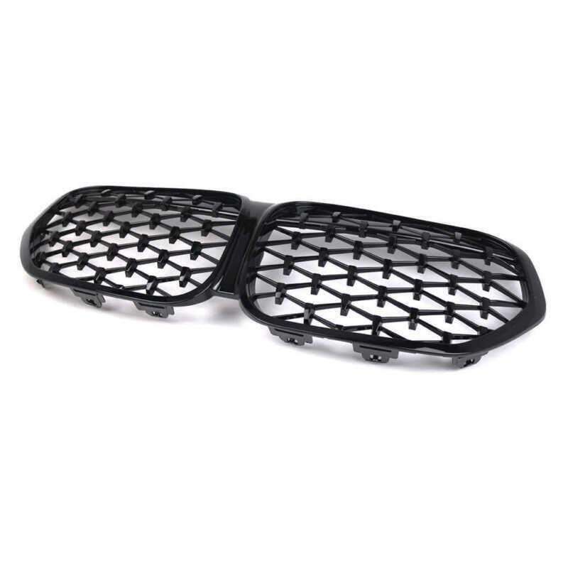 For BMW X1 F48 F49 LCI 2020-2023 Front Kidney Center Diamond Metor Grille Black