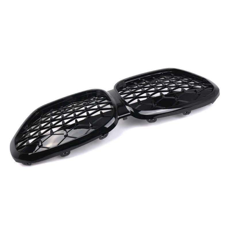 For BMW X1 F48 F49 LCI 2020-2023 Front Kidney Center Diamond Metor Grille Black