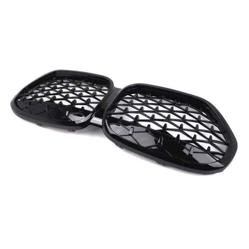 For BMW X1 F48 F49 LCI 2020-2023 Front Kidney Center Diamond Metor Grille Black
