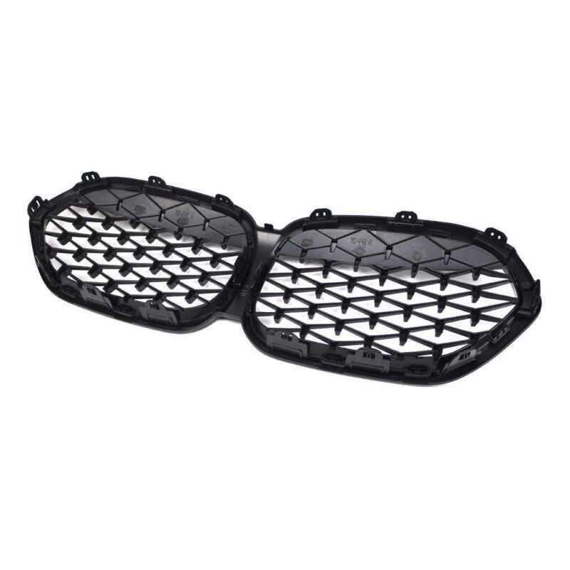 For BMW X1 F48 F49 LCI 2020-2023 Front Kidney Center Diamond Metor Grille Black