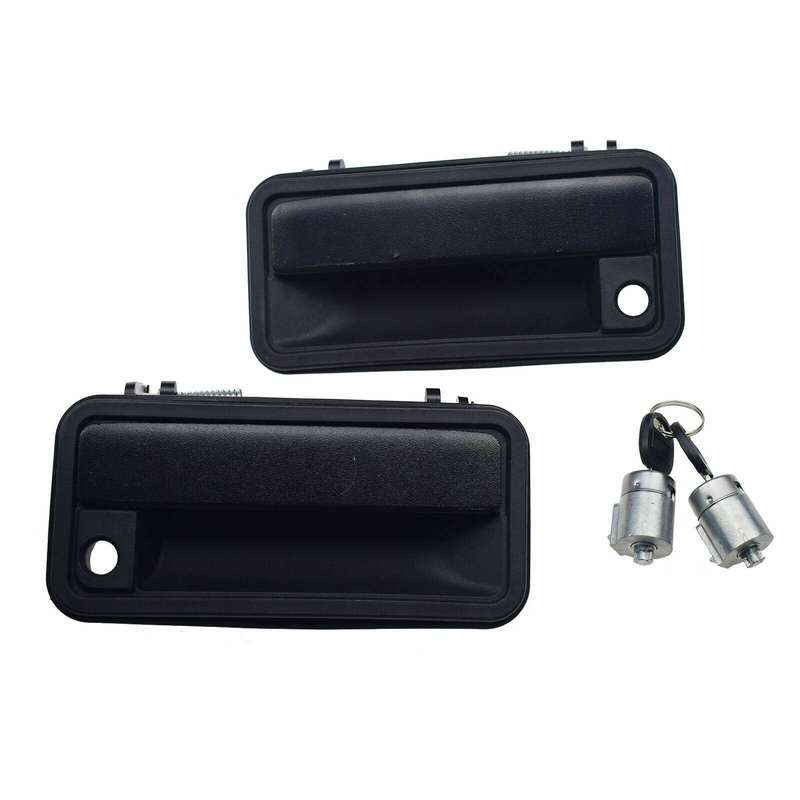 For GMC Chevrolet Front Black Exterior Door Handles &amp; Lock Cylinder W/ Keys Kit