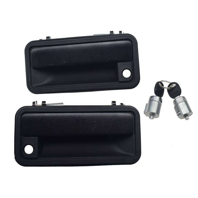 For GMC Chevrolet Front Black Exterior Door Handles &amp; Lock Cylinder W/ Keys Kit