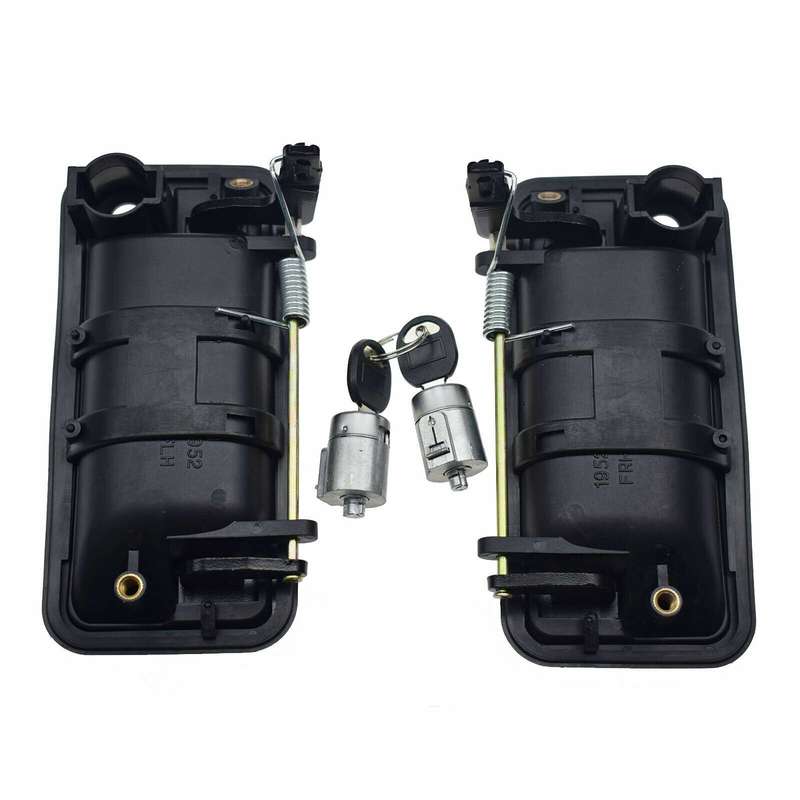 For GMC Chevrolet Front Black Exterior Door Handles &amp; Lock Cylinder W/ Keys Kit