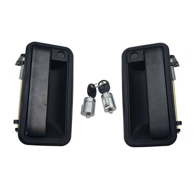 For GMC Chevrolet Front Black Exterior Door Handles &amp; Lock Cylinder W/ Keys Kit