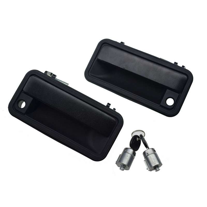 For GMC Chevrolet Front Black Exterior Door Handles &amp; Lock Cylinder W/ Keys Kit