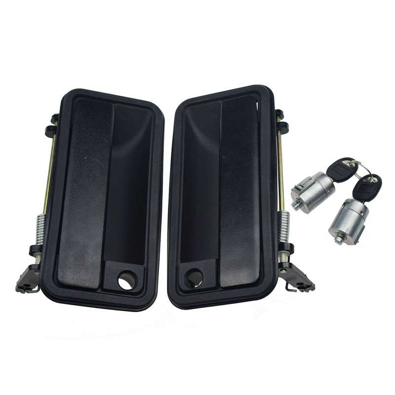 For GMC Chevrolet Front Black Exterior Door Handles &amp; Lock Cylinder W/ Keys Kit