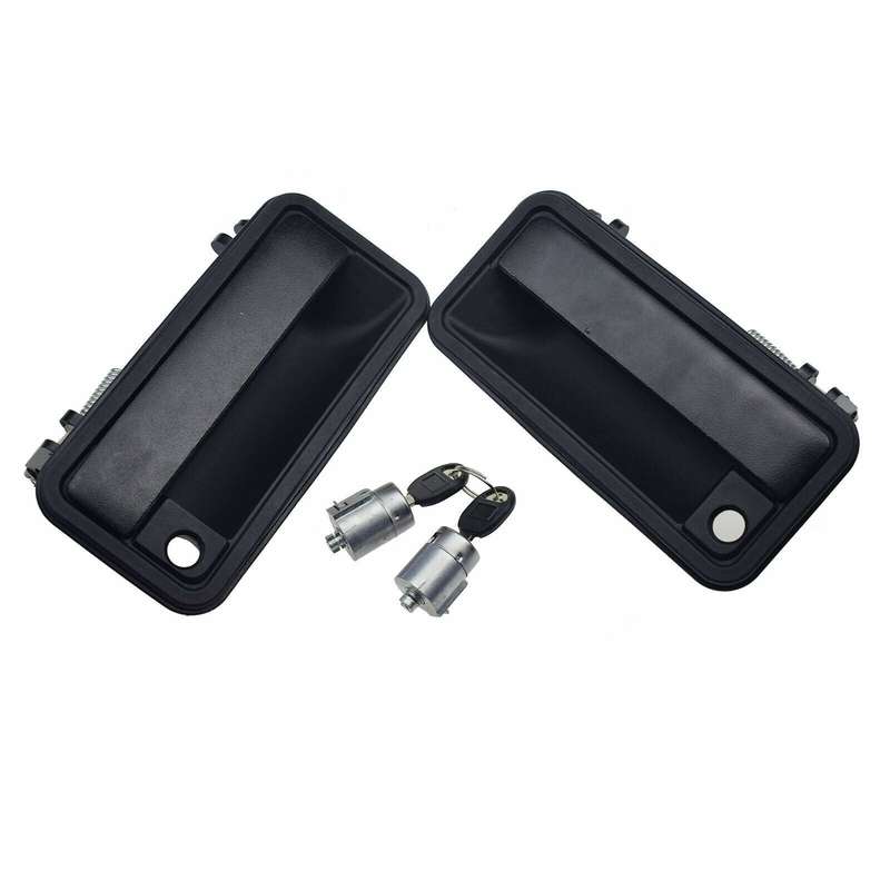 For GMC Chevrolet Front Black Exterior Door Handles &amp; Lock Cylinder W/ Keys Kit